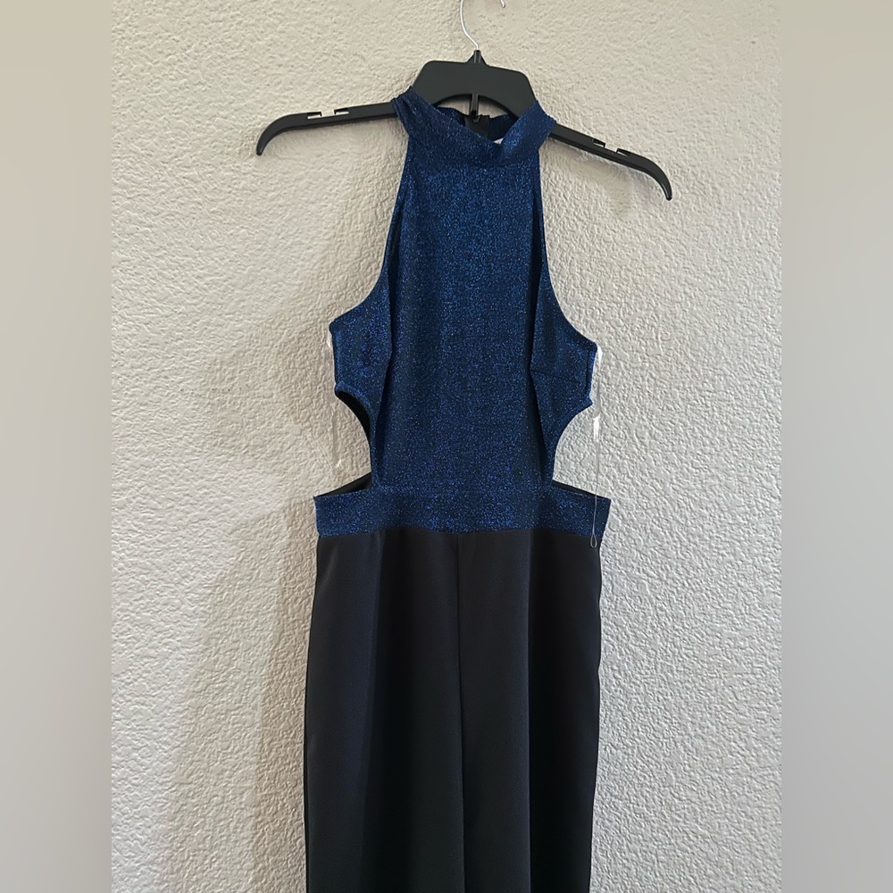 Black and blue jumpsuit